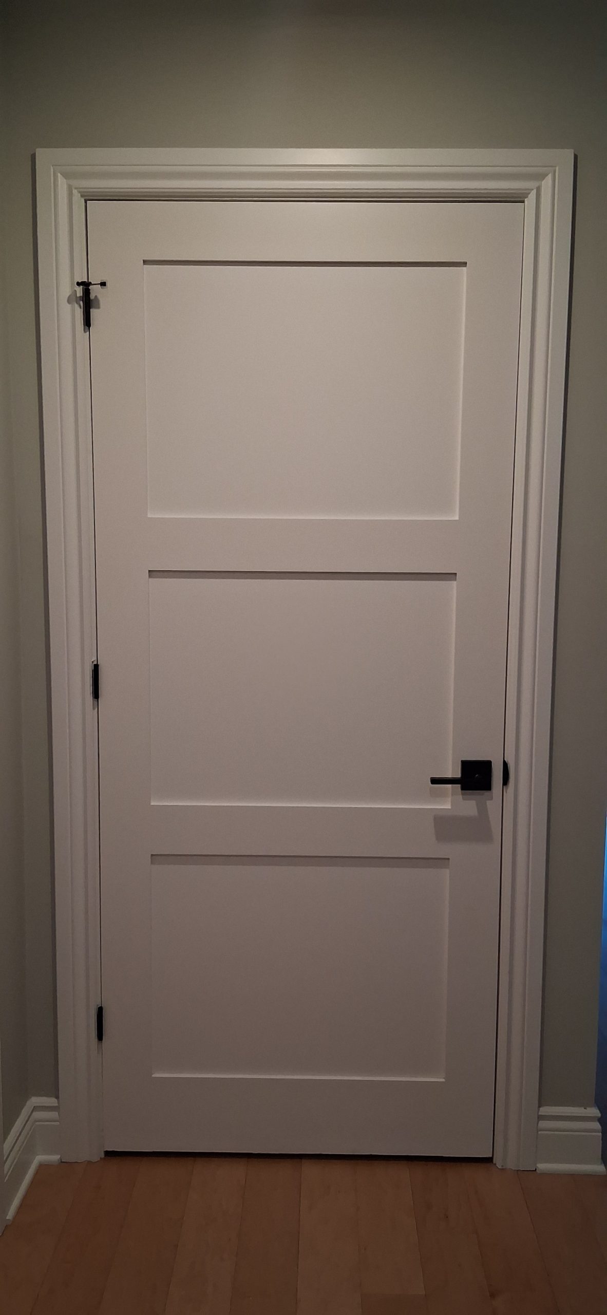 Freshly painted interior door with smooth finish in Ottawa home