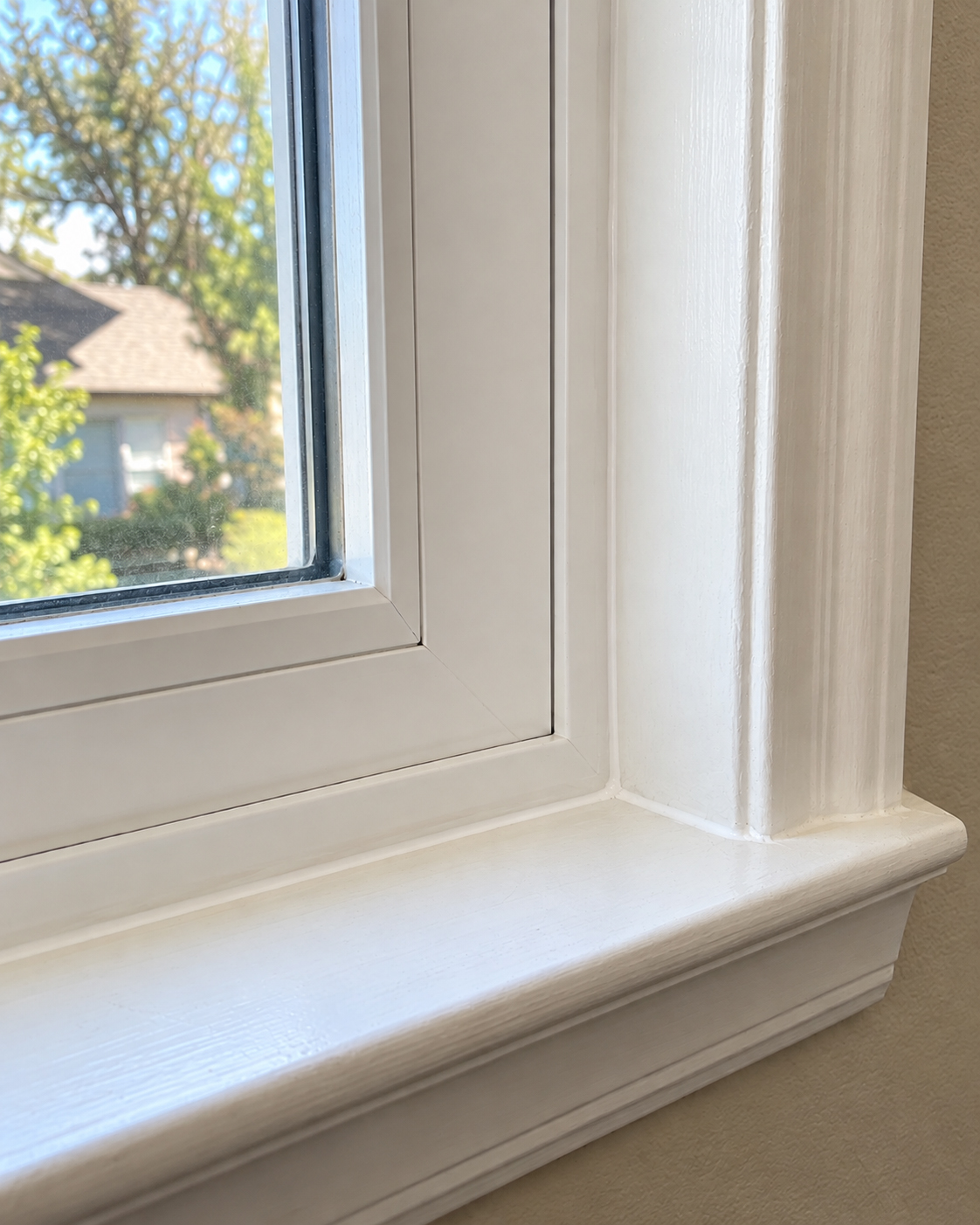 Joint after interior window caulking work