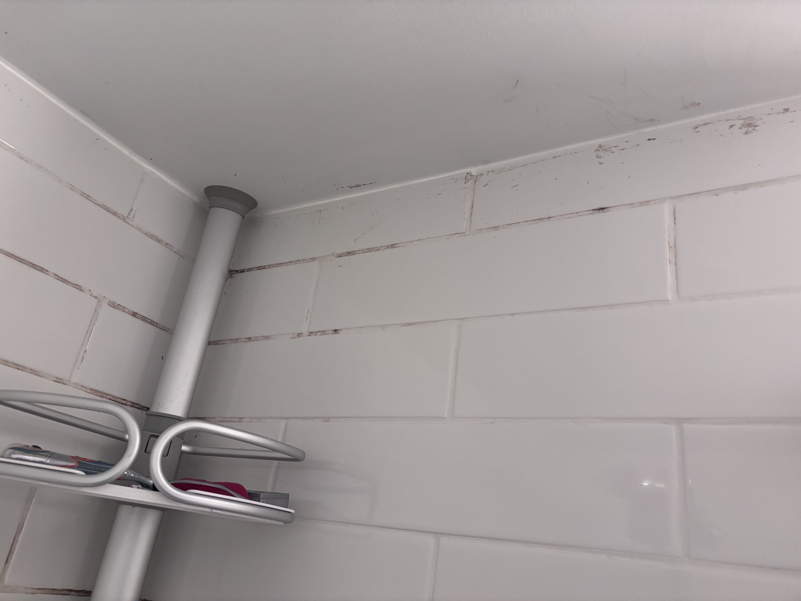 Dirty tile and grout before professional cleaning